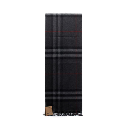 Burberry 2023 Black & Charcoal Giant Check Cashmere Scarf