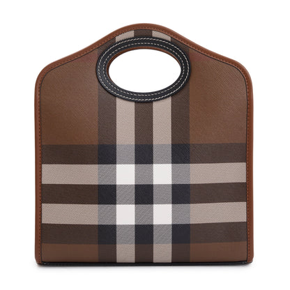Burberry 2023 Brown Check Canvas and Black/Brown Leather Mini Pocket Bag