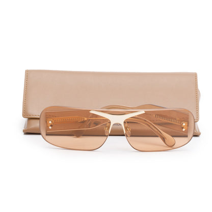 Burberry B 3123 Brown Transparent Acetate Shield Sunglasses