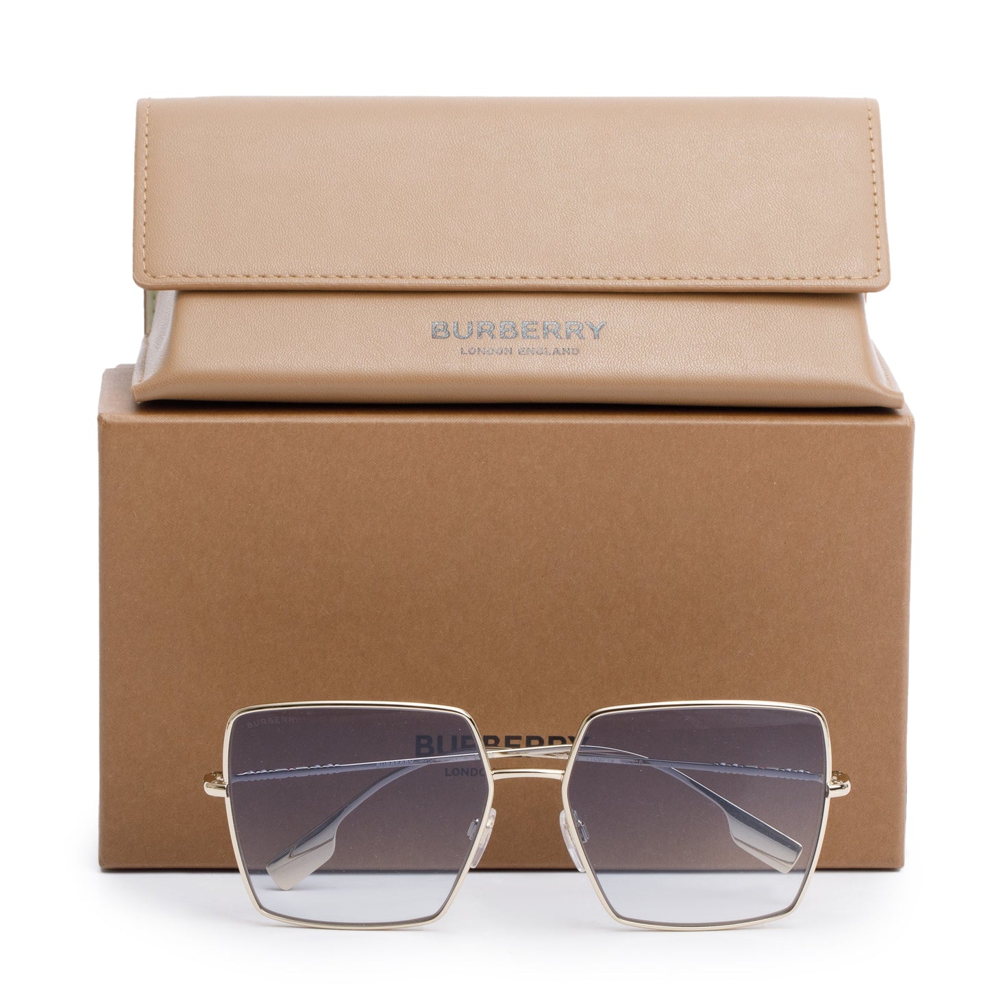 Burberry B 3133 Gold Plated Metal Daphne Square Sunglasses