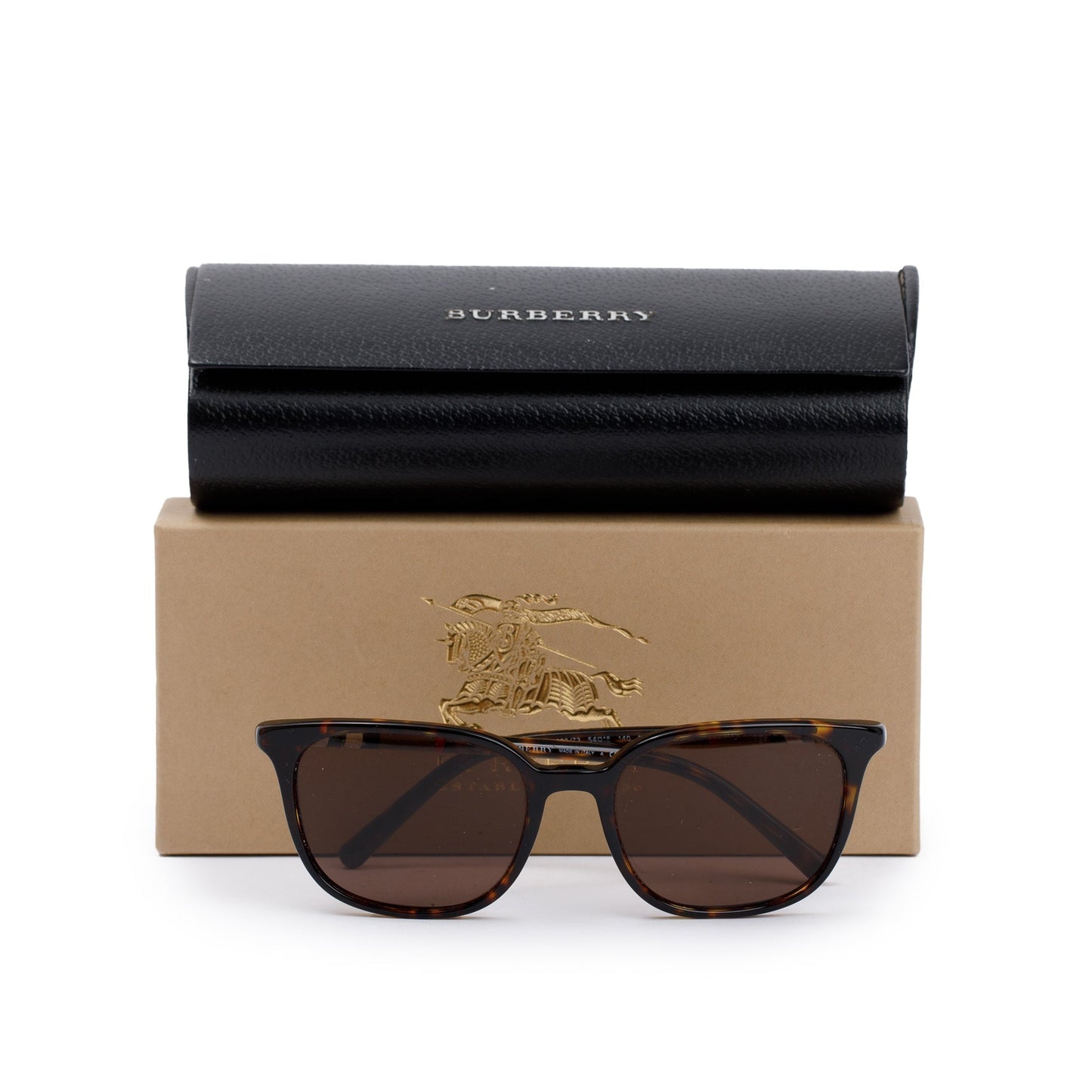 Burberry B 4144 Check & Havana Acetate Round Sunglasses