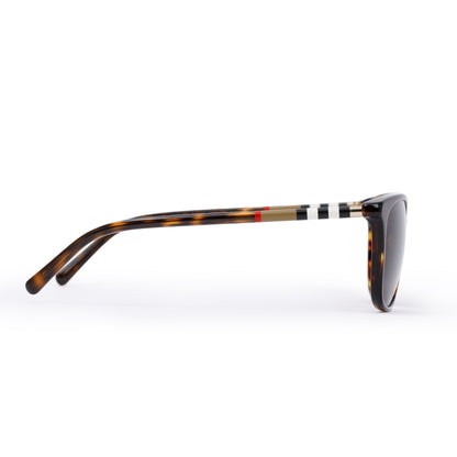 Burberry B 4144 Check & Havana Acetate Round Sunglasses