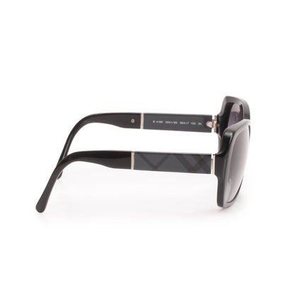 Burberry B 4160 Black Check Acetate Rectangular Sunglasses