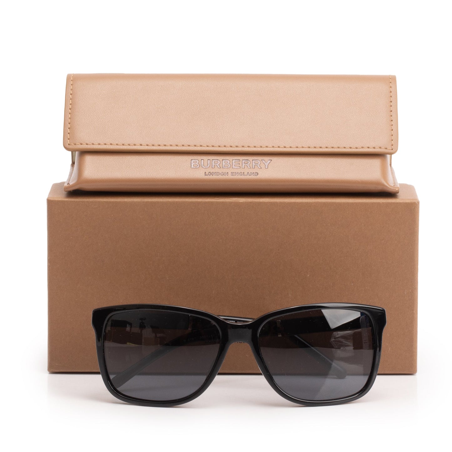 Burberry B 4181 Check/Black Acetate Rectangular Sunglasses