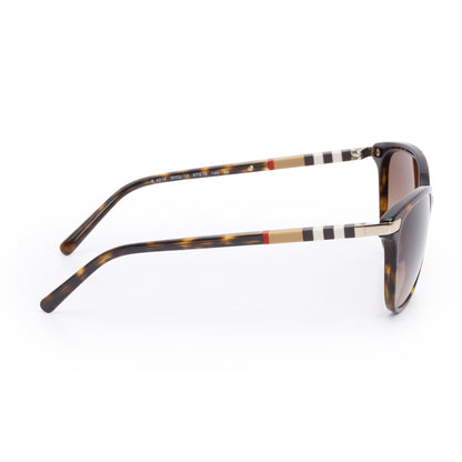 Burberry B 4216 House Check & Havana Acetate Round Sunglasses