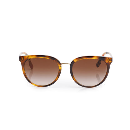 Burberry B 4316 House Check & Havana Acetate Round Sunglasses