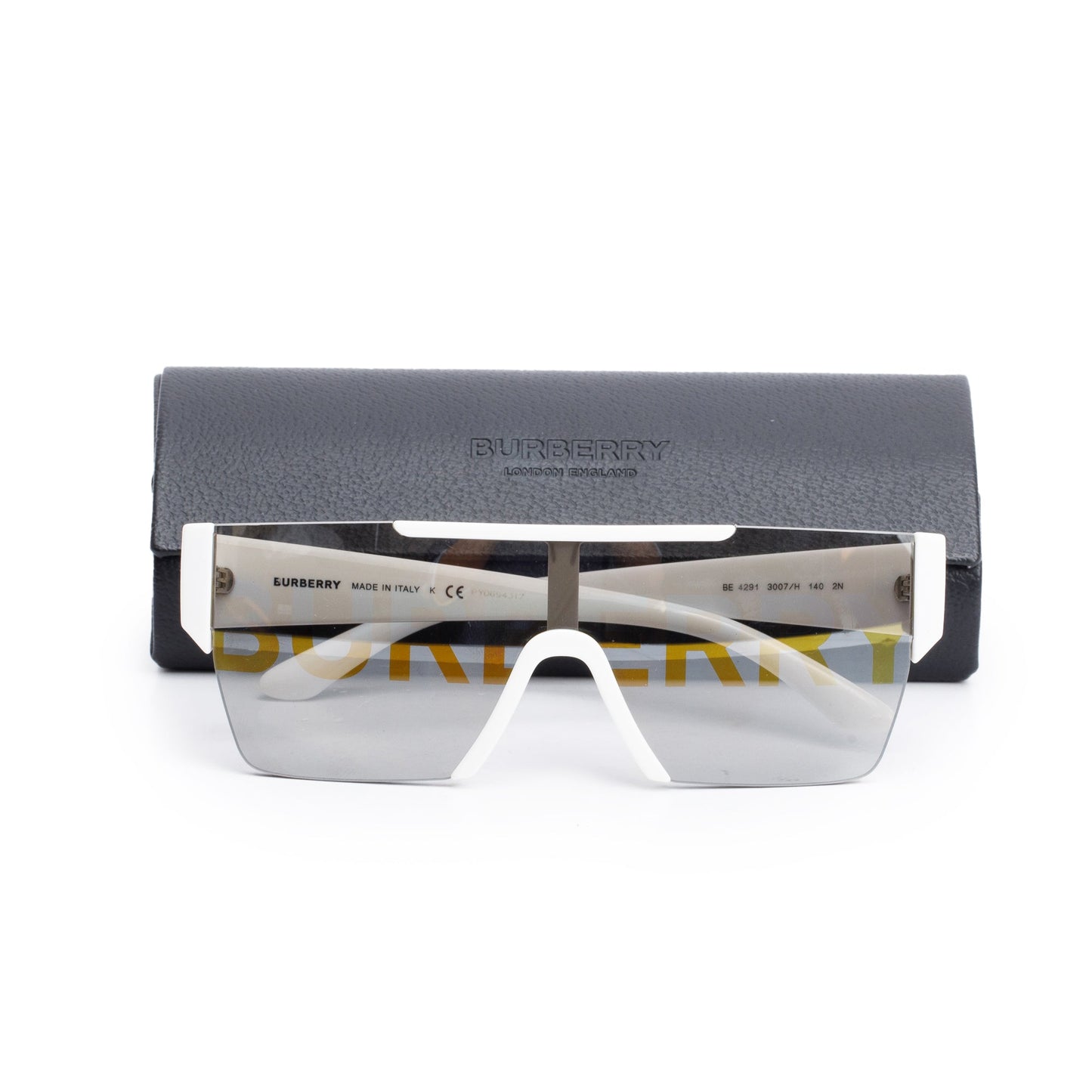 Burberry BE 4291 White Acetate Logo Shield Sunglasses
