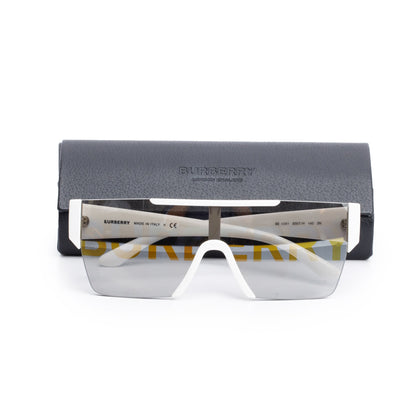 Burberry BE 4291 White Acetate Logo Shield Sunglasses