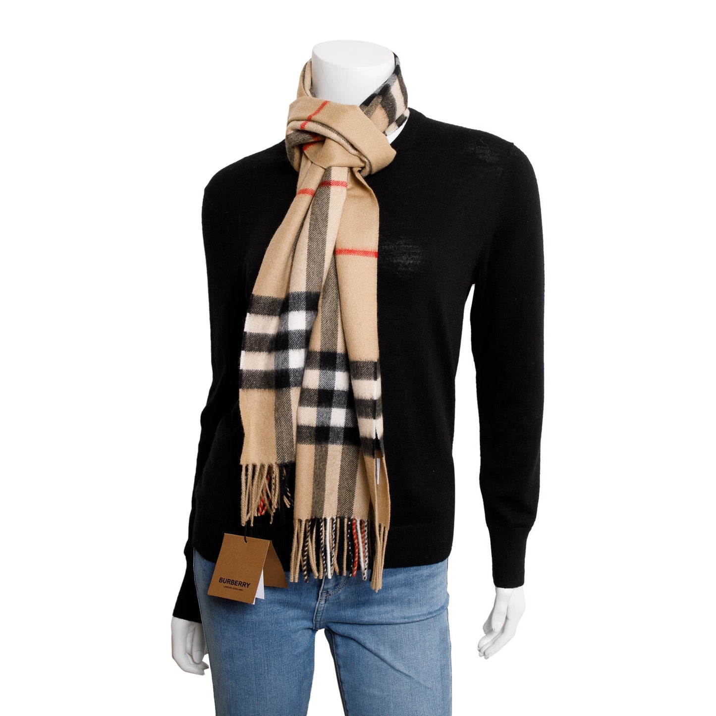 Burberry Beige Giant House Check Cashmere Scarf