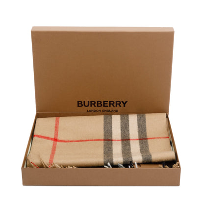 Burberry Beige Giant House Check Cashmere Scarf