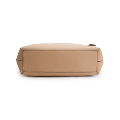 Burberry Beige Grained Leather Zip Tote Bag