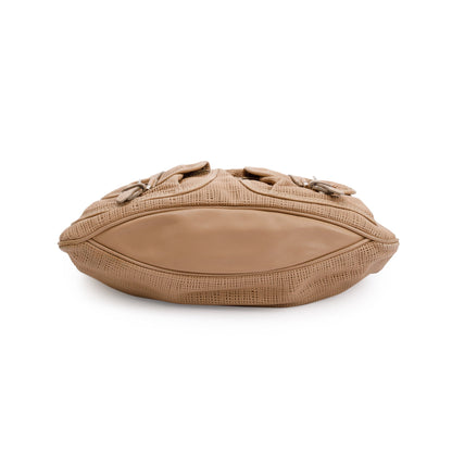 Burberry Beige Perforated Calfskin Leather Bromley Front Pocket Bag