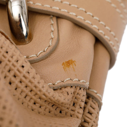 Burberry Beige Perforated Calfskin Leather Bromley Front Pocket Bag