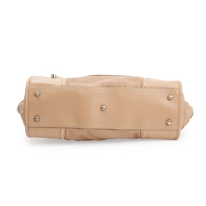 Burberry Beige Perforated Calfskin Leather Large Manor Tote Bag