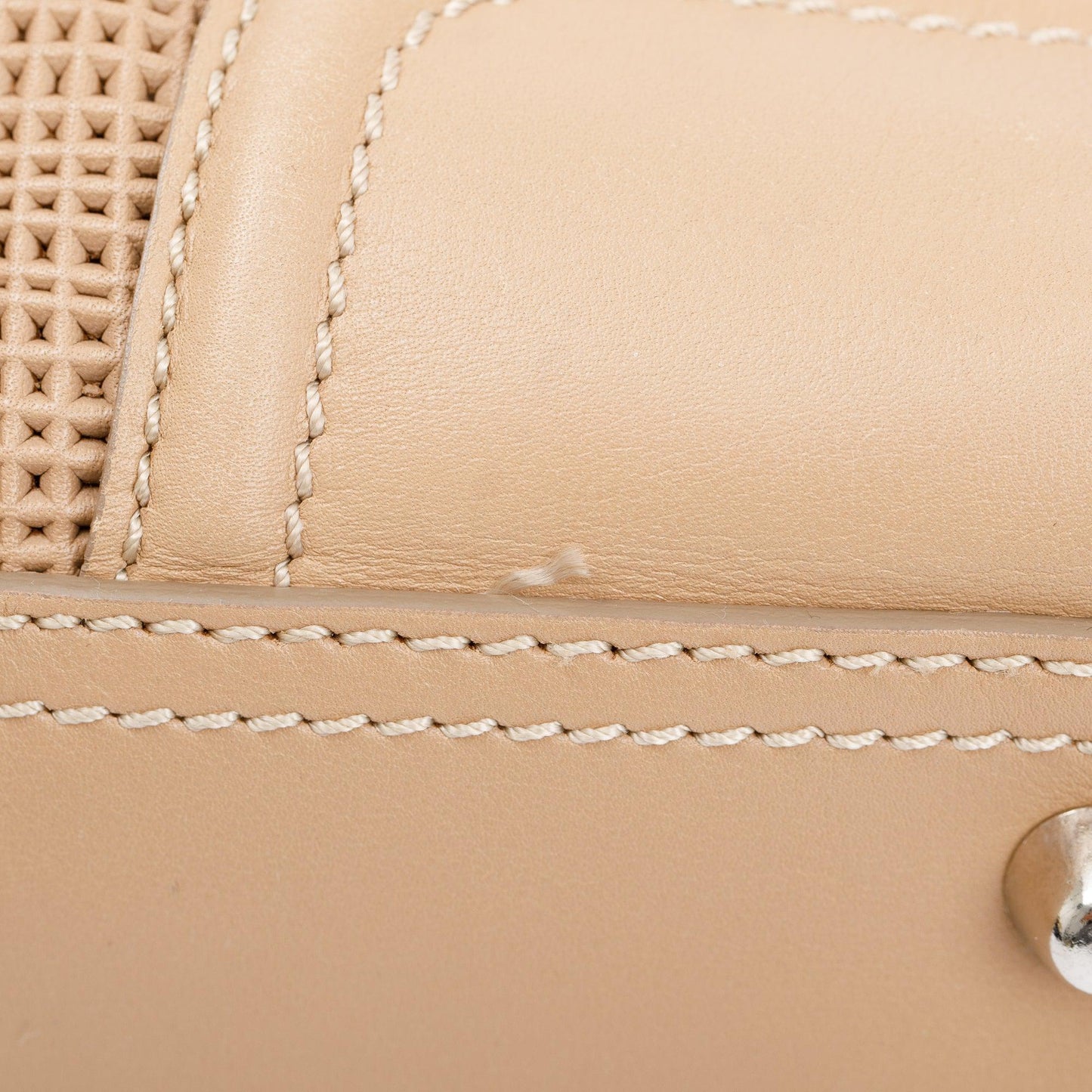 Burberry Beige Perforated Calfskin Leather Large Manor Tote Bag
