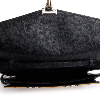 Burberry Black Calfskin House Check Macken Crossbody Bag