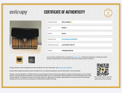 Burberry Black Calfskin House Check Macken Crossbody Bag