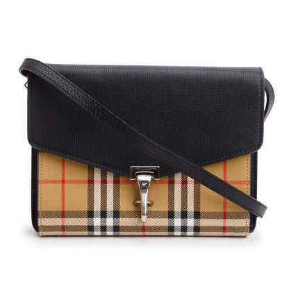 Burberry Black Calfskin House Check Macken Crossbody Bag