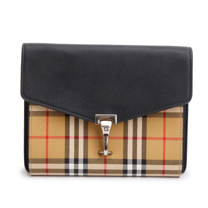 Burberry Black Calfskin House Check Macken Crossbody Bag