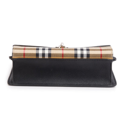Burberry Black Calfskin House Check Macken Crossbody Bag