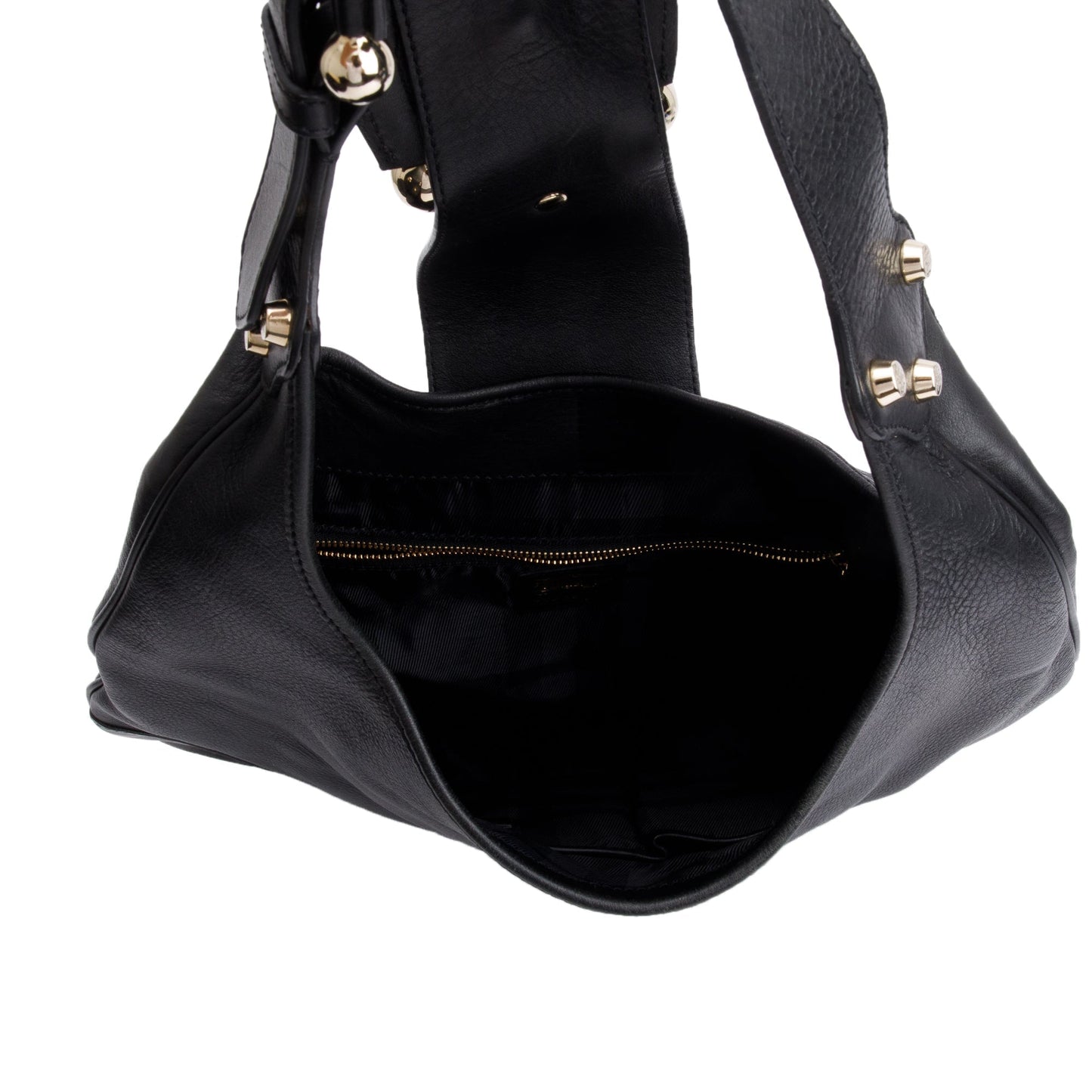 Burberry Black Calfskin Leather Hillgate Hobo