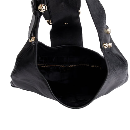 Burberry Black Calfskin Leather Hillgate Hobo