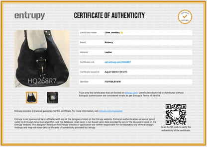 Burberry Black Calfskin Leather Hillgate Hobo