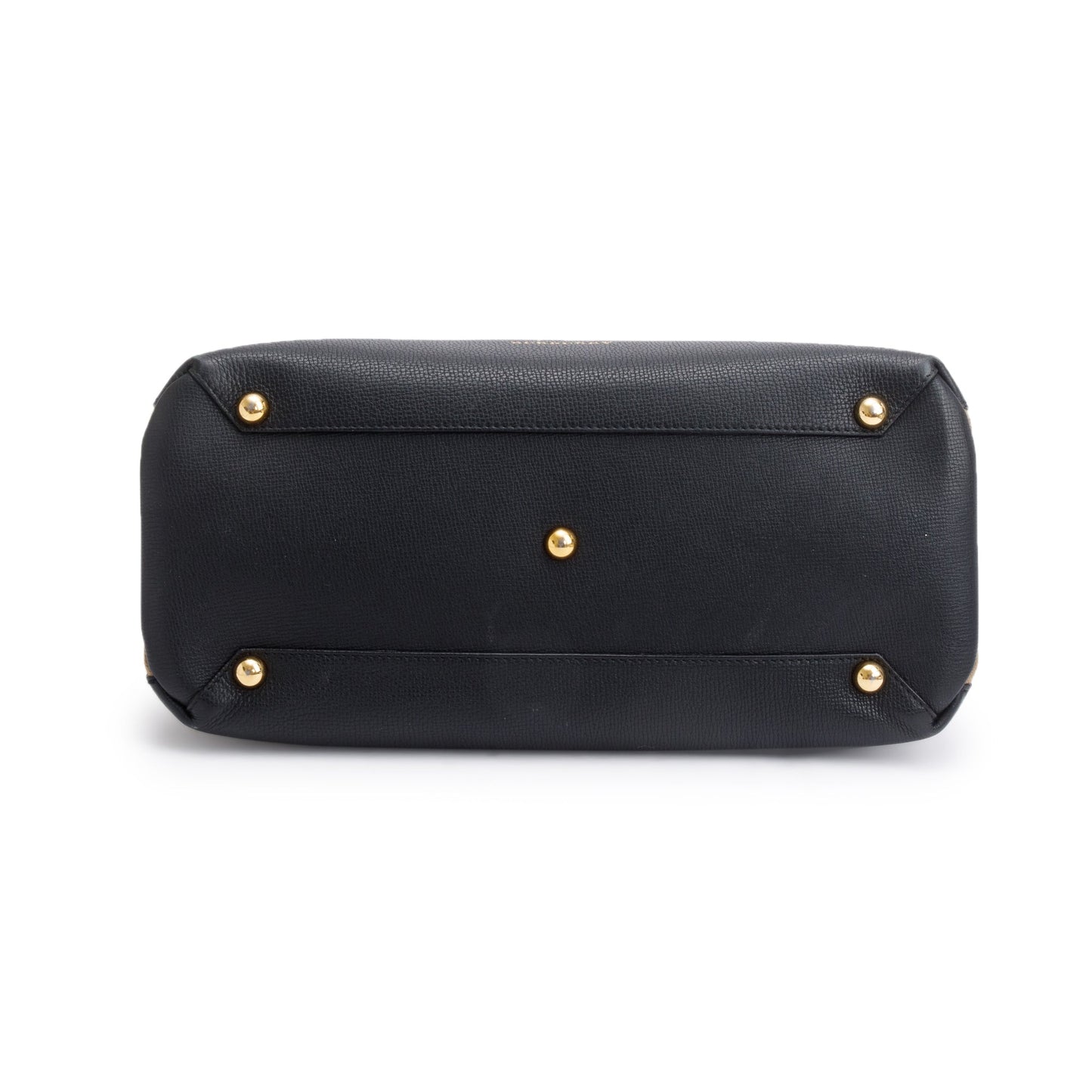Burberry Black Calfskin Leather House Check Medium Banner Tote
