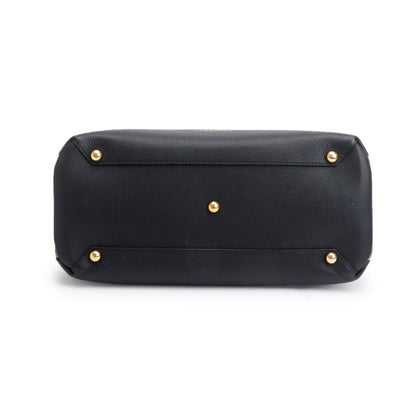 Burberry Black Calfskin Leather House Check Medium Banner Tote