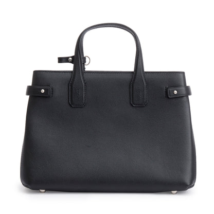 Burberry Black Calfskin Leather House Check Medium Banner Tote