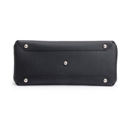 Burberry Black Calfskin Leather House Check Medium Banner Tote