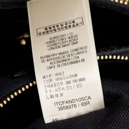 Burberry Black Calfskin Leather House Check Medium Banner Tote