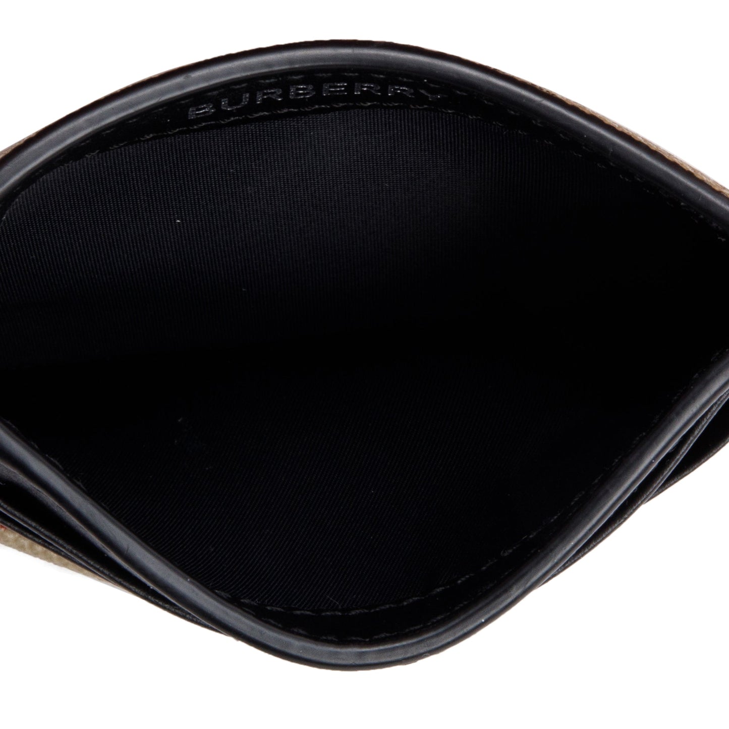 Burberry Black Calfskin Leather Vintage Check Money Clip Card Holder