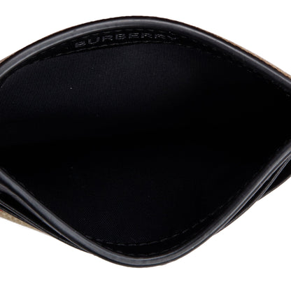 Burberry Black Calfskin Leather Vintage Check Money Clip Card Holder