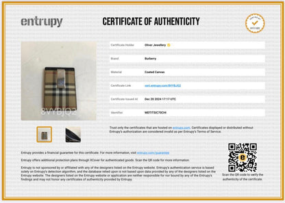 Burberry Black Calfskin Leather Vintage Check Money Clip Card Holder