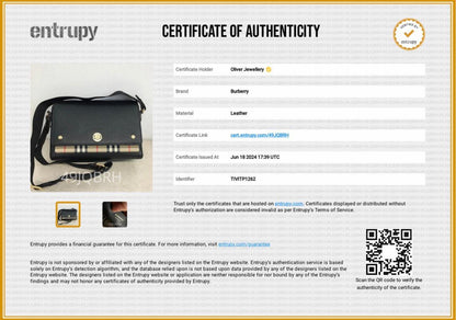 Burberry Black Calfskin Vintage Check Note Crossbody Bag