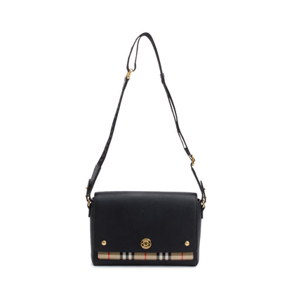Burberry Black Calfskin Vintage Check Note Crossbody Bag