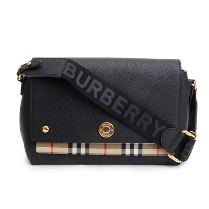 Burberry Black Calfskin Vintage Check Note Crossbody Bag