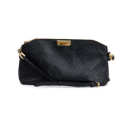 Burberry Black Check Embossed Heritage Grain Leather Chichester Crossbody Bag