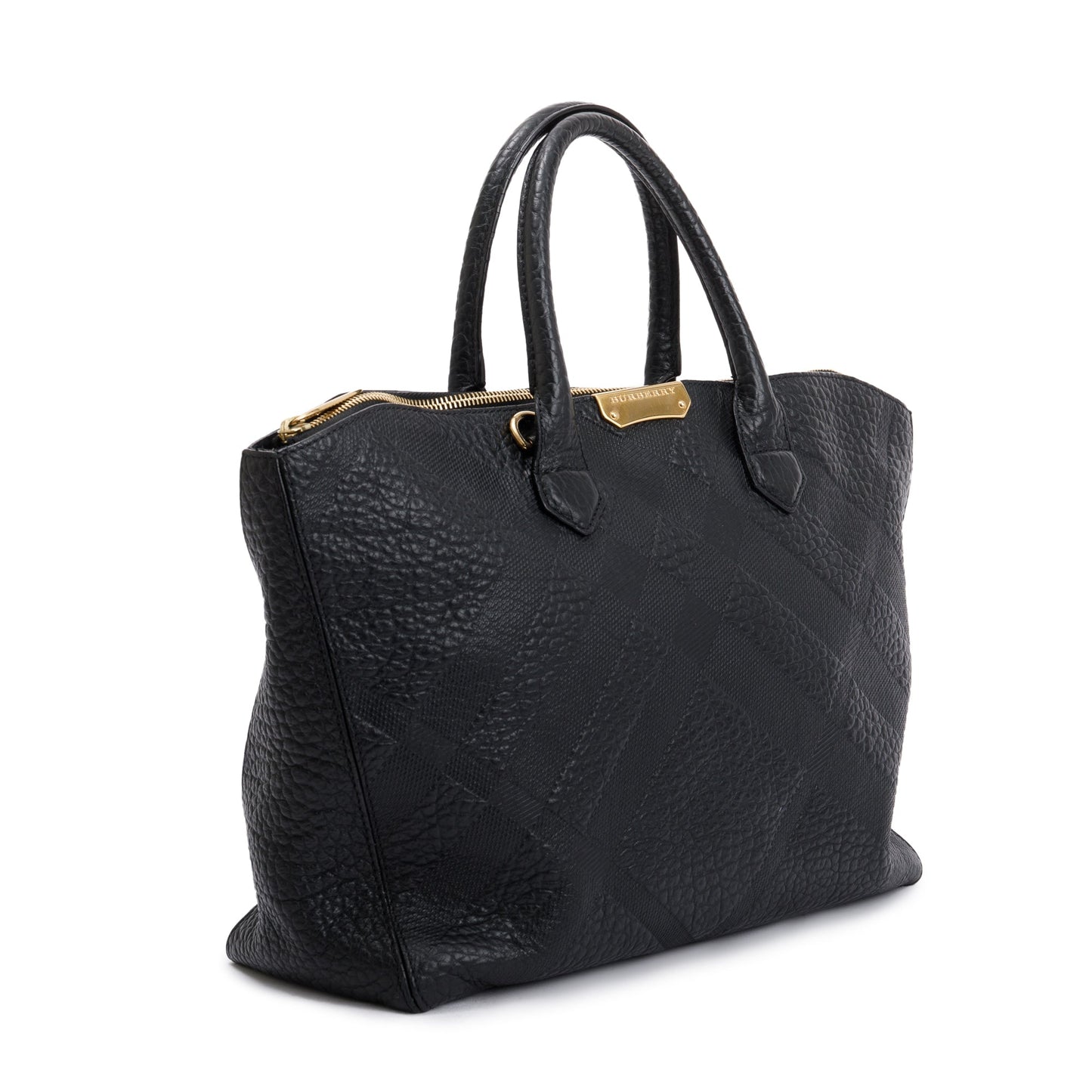 Burberry Black Check Embossed Leather Medium Dewsbury Convertible Tote