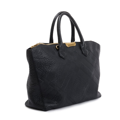 Burberry Black Check Embossed Leather Medium Dewsbury Convertible Tote