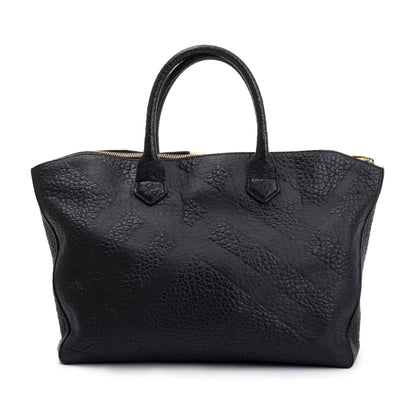Burberry Black Check Embossed Leather Medium Dewsbury Convertible Tote