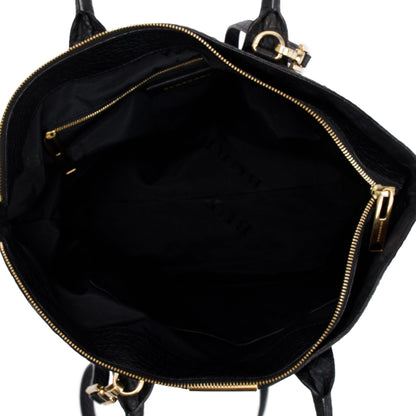 Burberry Black Check Embossed Leather Medium Dewsbury Convertible Tote