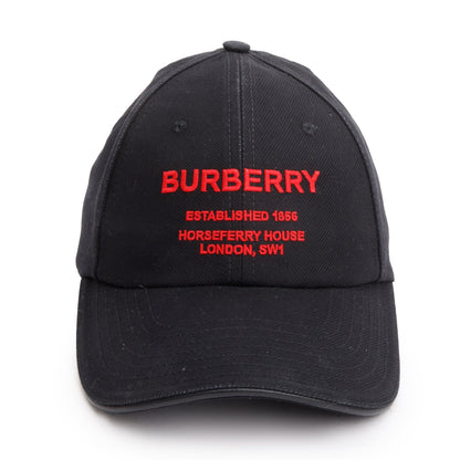 Burberry Black Cotton Burberry Horseferry Motif Baseball Hat, Size S