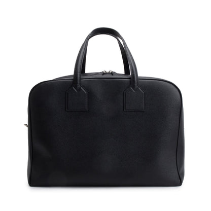 Burberry Black Grained Calfskin Leather  Logo Embossed Weekender Bag