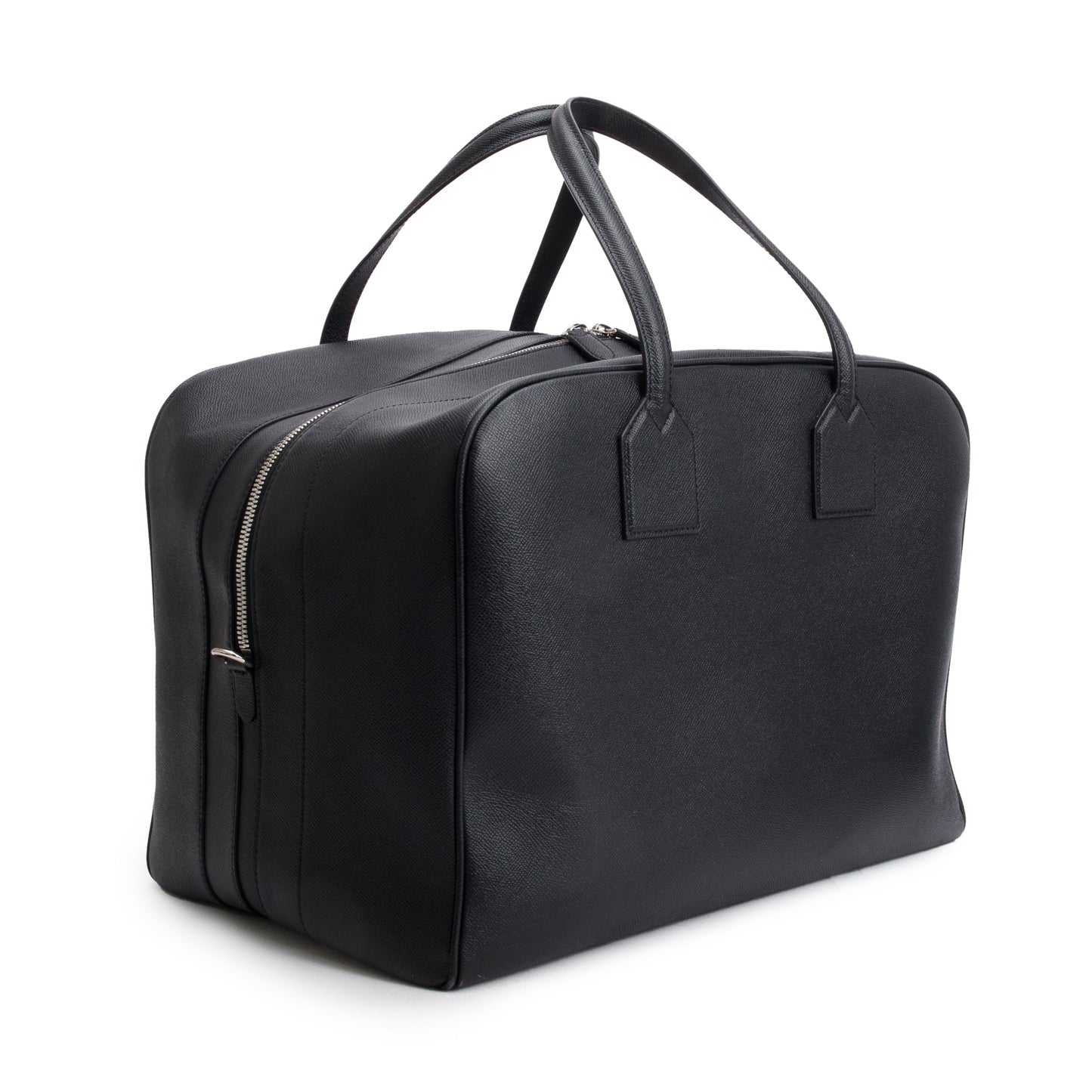 Burberry Black Grained Calfskin Leather  Logo Embossed Weekender Bag