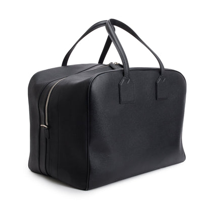 Burberry Black Grained Calfskin Leather  Logo Embossed Weekender Bag