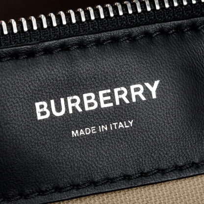 Burberry Black Grained Calfskin Leather  Logo Embossed Weekender Bag