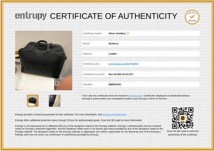 Burberry Black Grained Calfskin Leather  Logo Embossed Weekender Bag