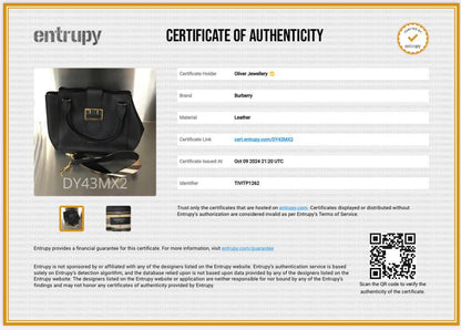 Burberry Black Grained Calfskin Leather Medium Buckle Tote Bag